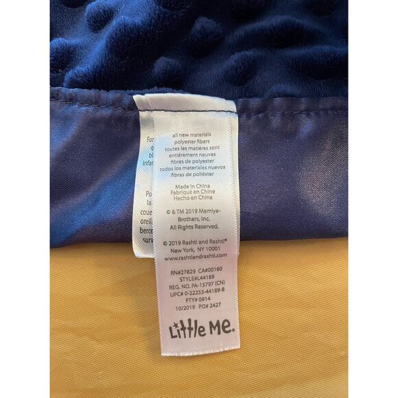 Little Me Navy Blue White Puppy Dog Security Blanket Lovey Satin Back Rattles - Picture 5 of 6